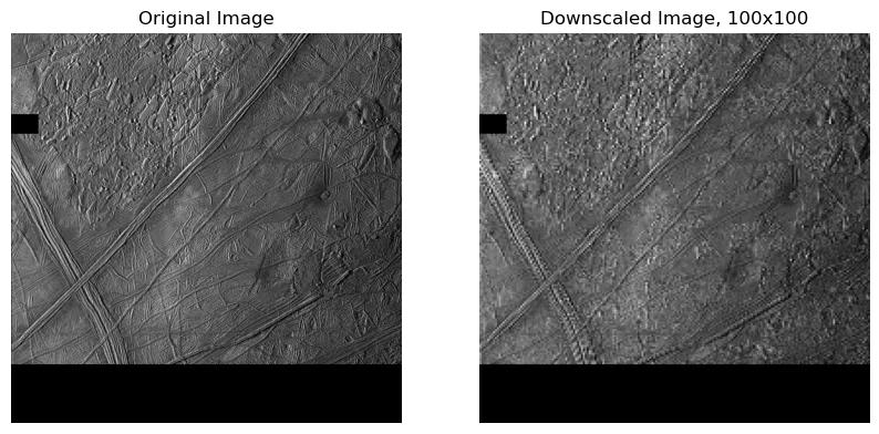 Two images of europa, showing the effects of downscaling.